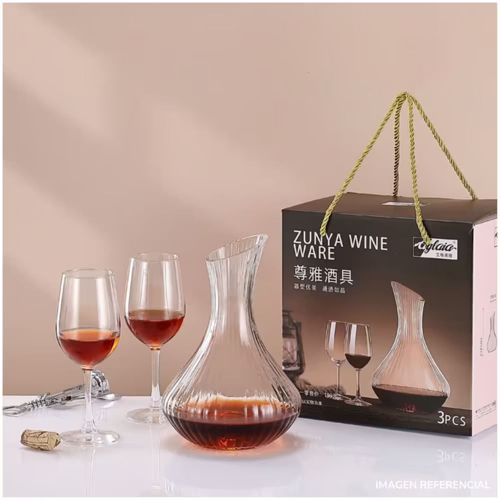 Set Decantador de Vino con Copas de Vidrio