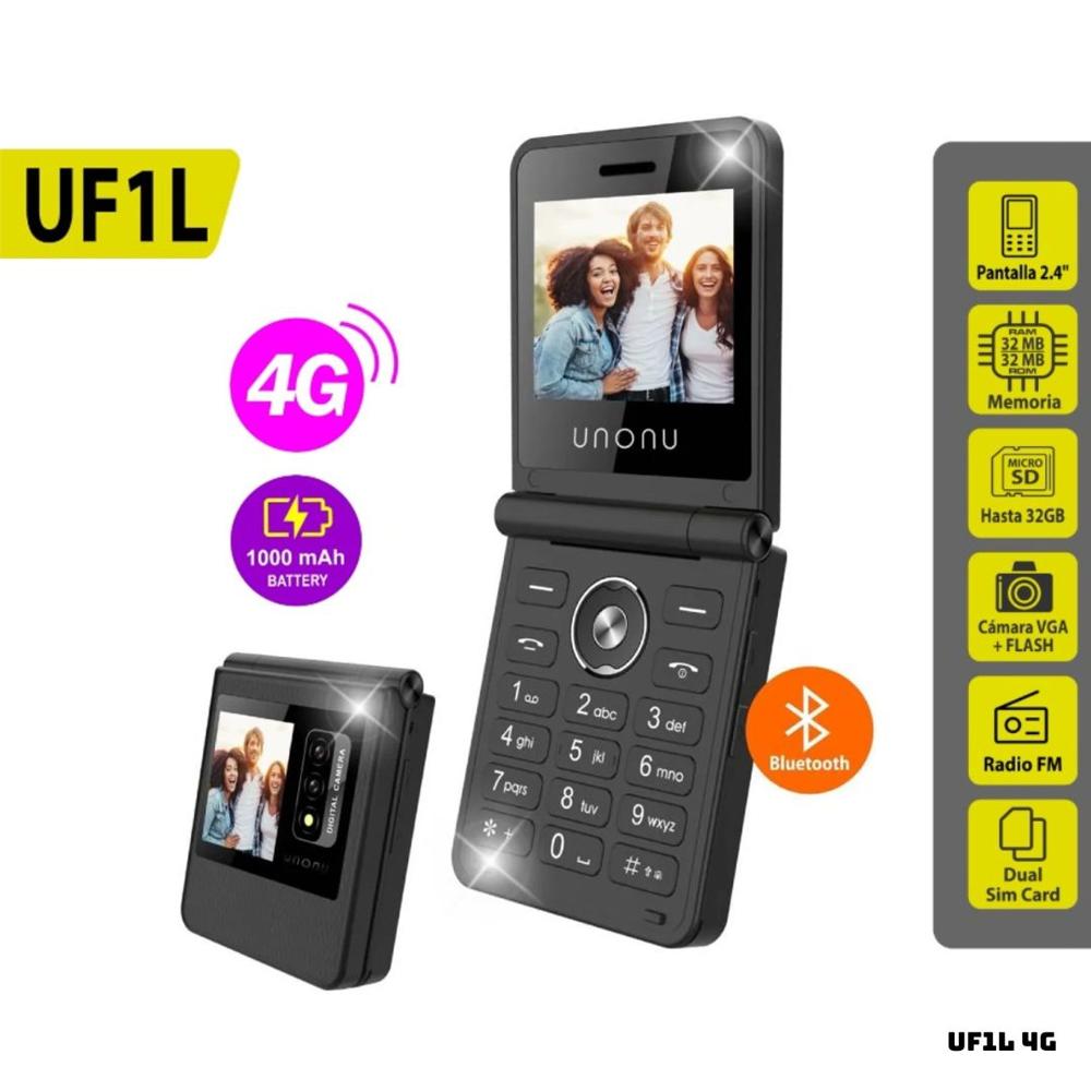 CELULAR BASICO UNONU UF1L 4G DUAL SIM NEGRO