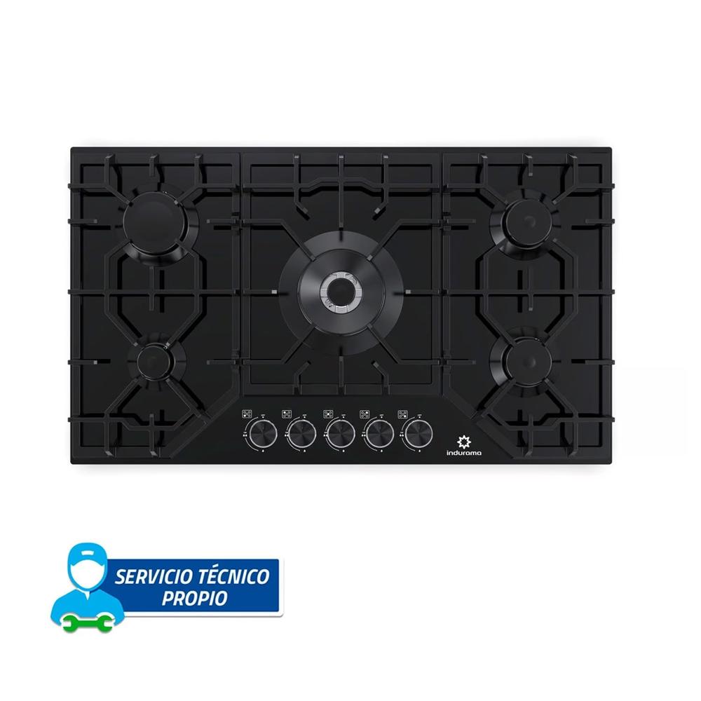 Cocina Encimera Empotrable de 5 Honilla Indurama EGASI-905CGNE Negro Cocina Encimera Empotrable de 5 Honilla Indurama EGASI-905CGNE Negro