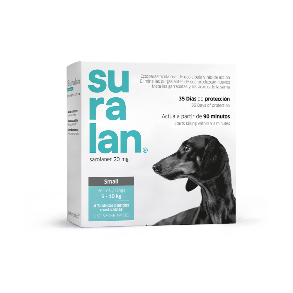 Antipulgas para perros Suralan Small 5 a 10 Kg x 4 Tab