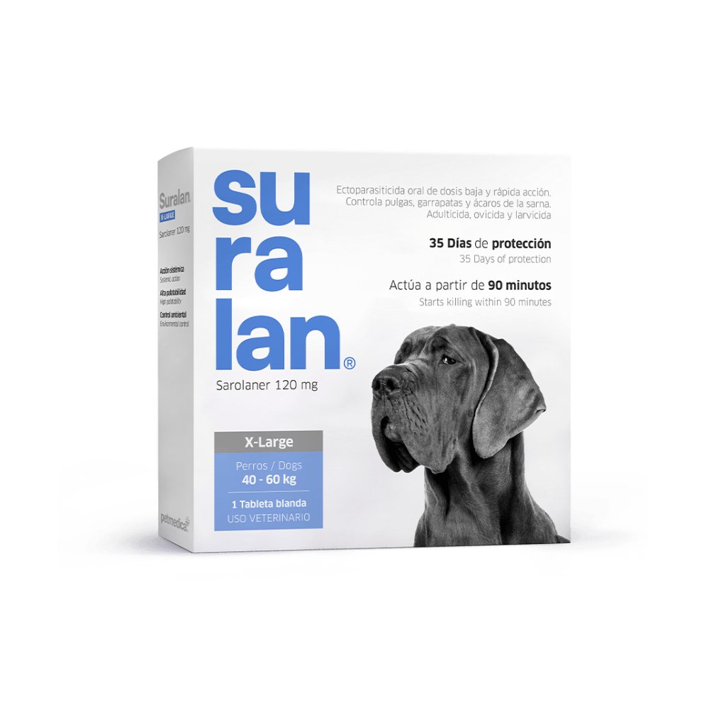 Antipulgas para perros Suralan X Large 40 a 60 Kg x 4 Tab
