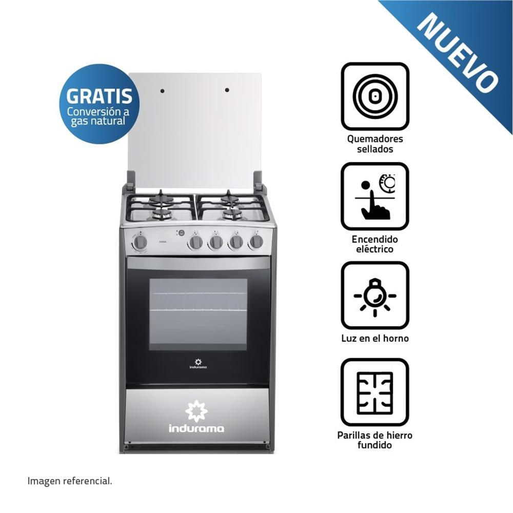 Cocina de 4 Hornillas a Gas Indurama Quarzo Viena Cromada Cocina de 4 Hornillas a Gas Indurama Quarzo Viena Cromada