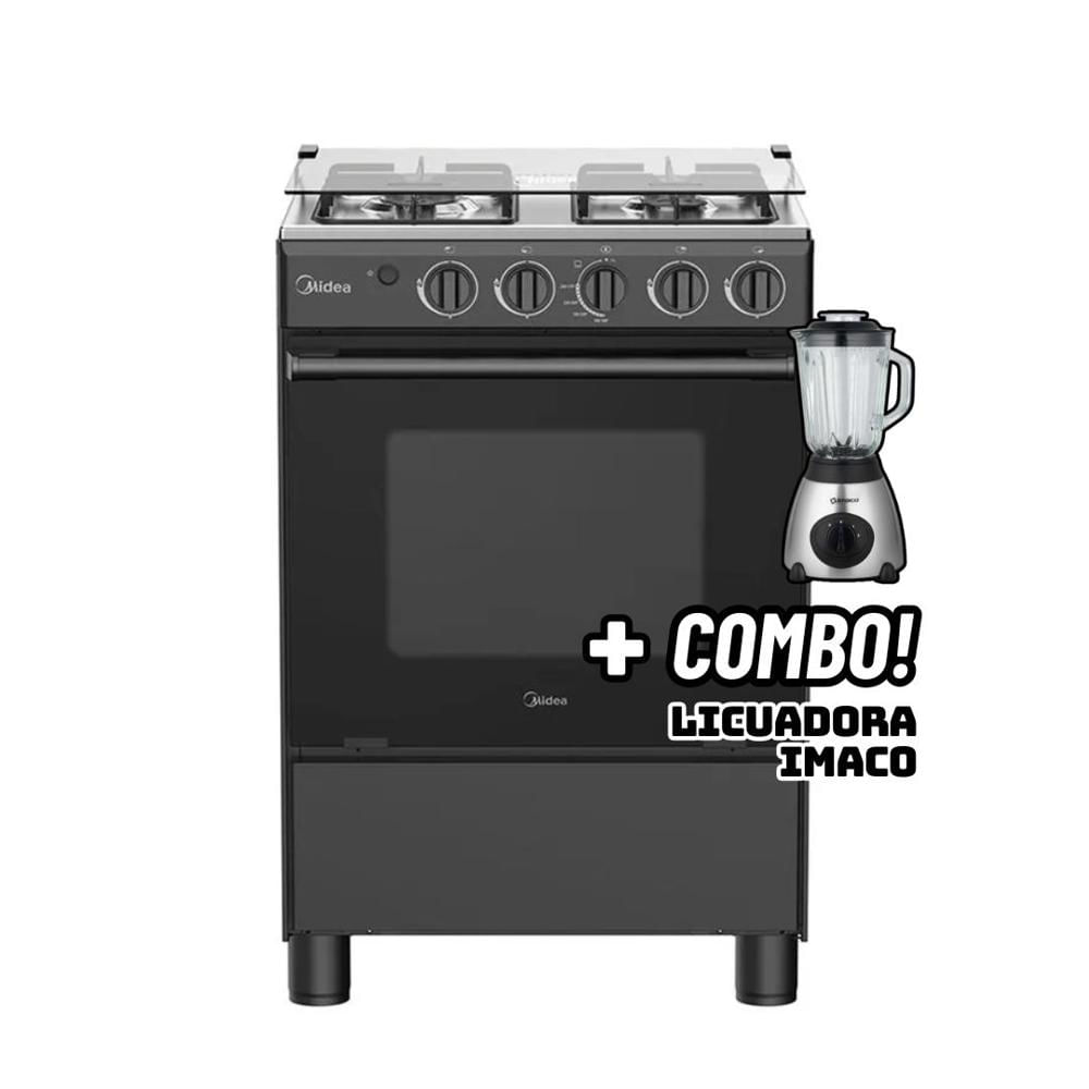 COCINA DE PIE MIDEA A GAS 4 HORNILLAS NEGRO MGS24FS2LFABBC-PE + LICUADORA IMACO COCINA DE PIE MIDEA A GAS 4 HORNILLAS NEGRO MGS24FS2LFABBC-PE + LICUADORA IMACO