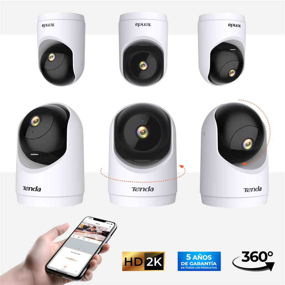 Kit de 6 Cámaras de seguridad Tenda CP3 Wifi interiores 2K HD Panorámico 360°