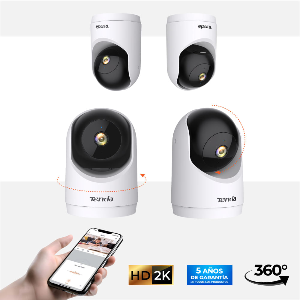 Kit de 4 Cámaras de seguridad Tenda CP3 Wifi interiores 2K HD Panorámico 360°