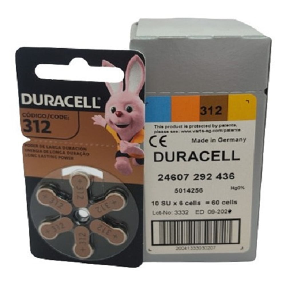 Caja de 60 Pilas Duracell 312 para Audifonos Medicados