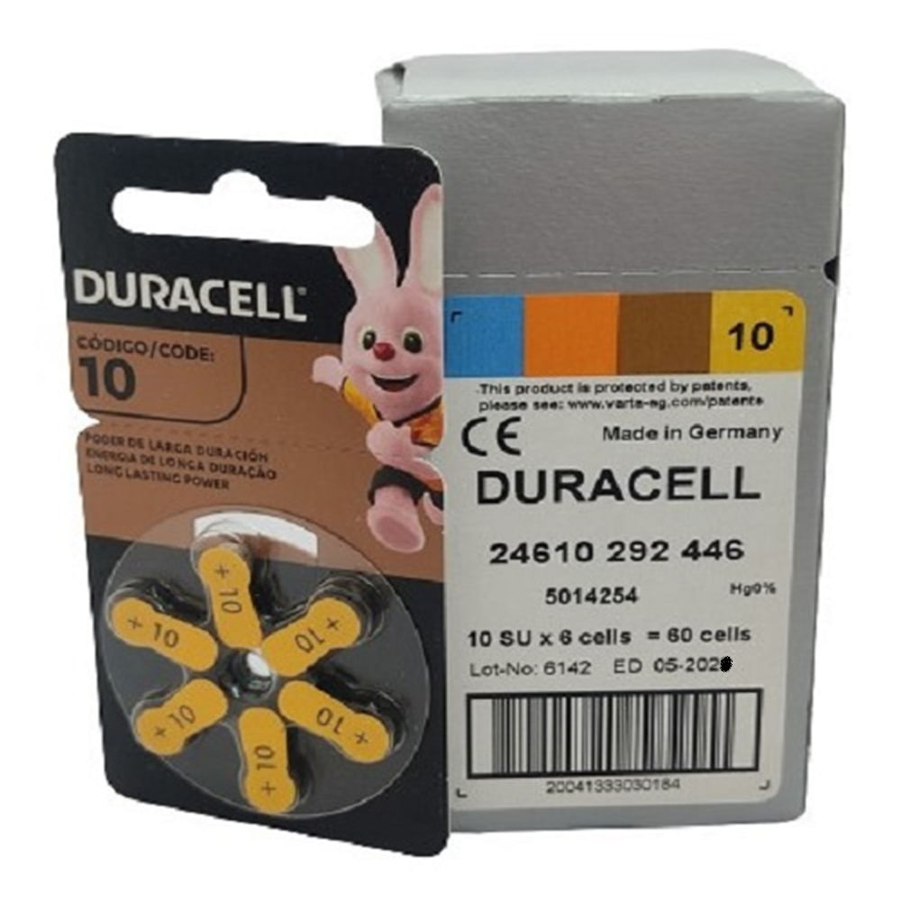 Caja de 60 Pilas Duracell 10 para Audifonos Medicados