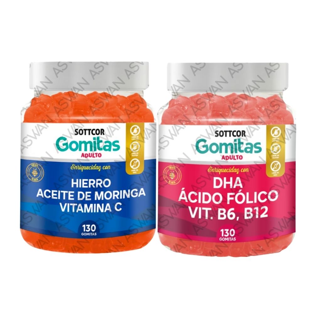 Pack Adulto Hierro & Dha 130 Gomitas - Sottcor
