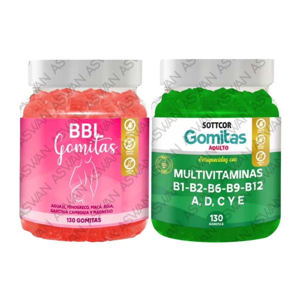 Pack Adulto De Aguaje & Multivitaminas 130 Gomitas - Sottcor