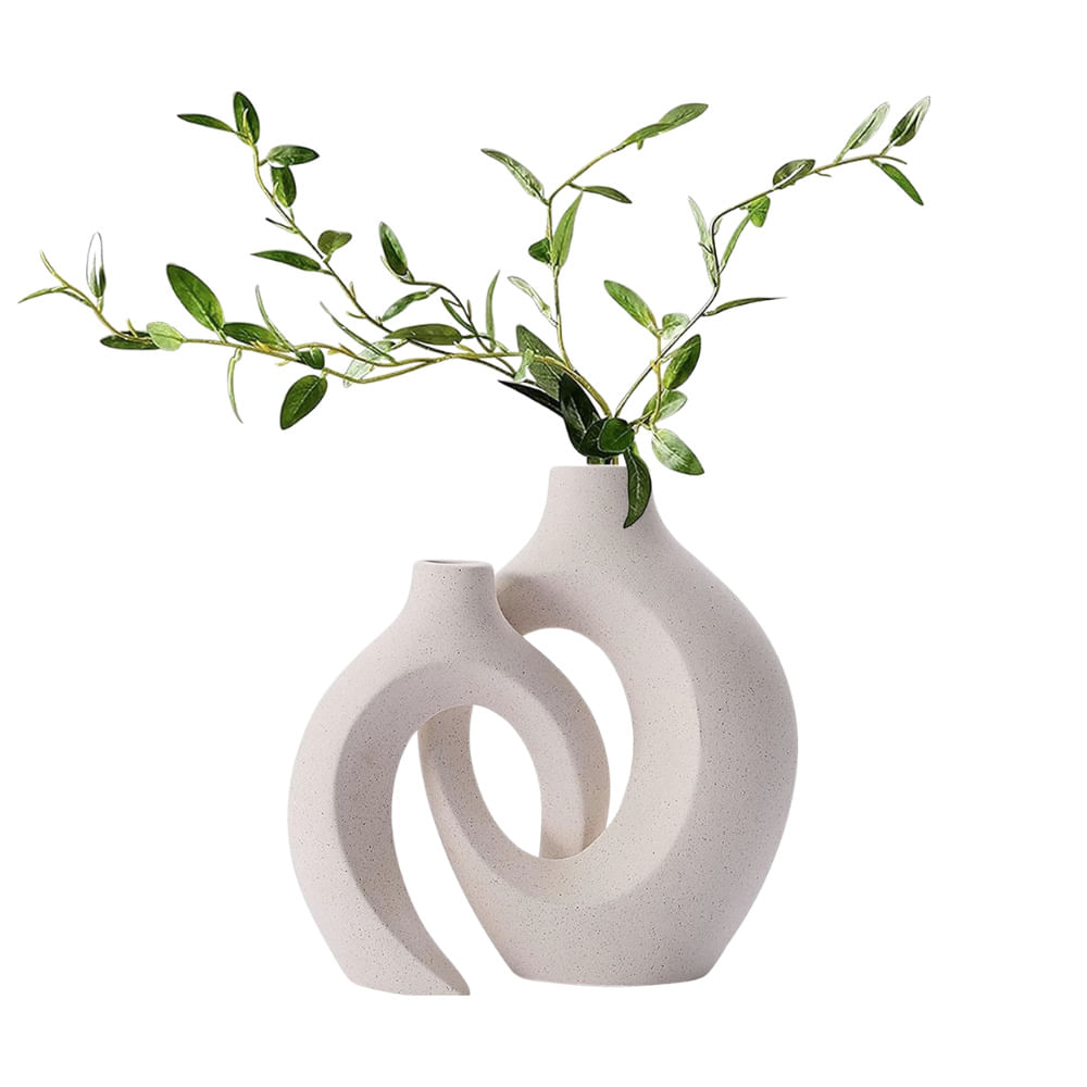 Set de 2 Floreros de Cerámica Forma Circular
