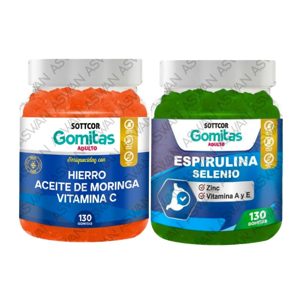 Pack Adulto Hierro & Espirulina 130 Gomitas - Sottcor