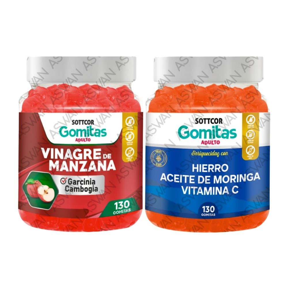 Pack Adulto Vinagre De Manzana & Hierro 130 Gomitas - Sottcor