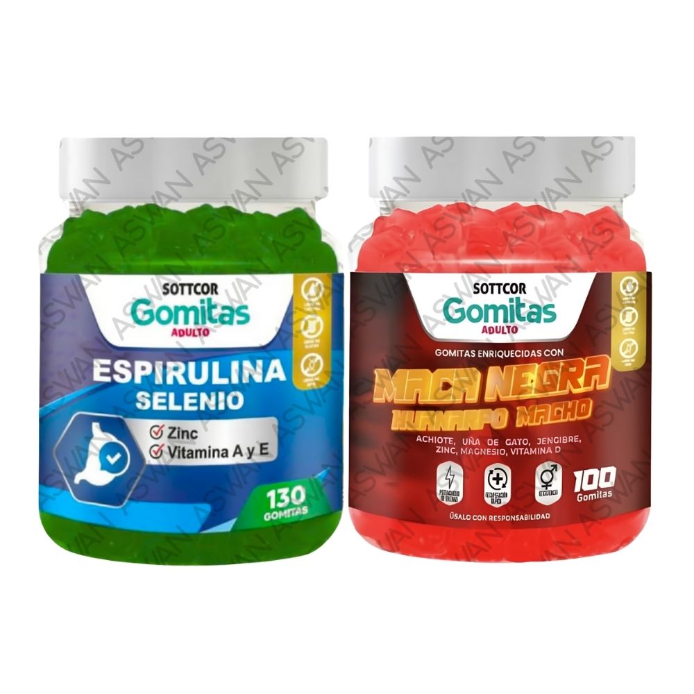 Pack Adulto Espirulina & Maca Negra 130 Gomitas - Sottcor