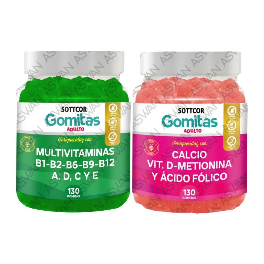 Pack Adulto Multivitaminas & Calcio 130 Gomitas - Sottcor