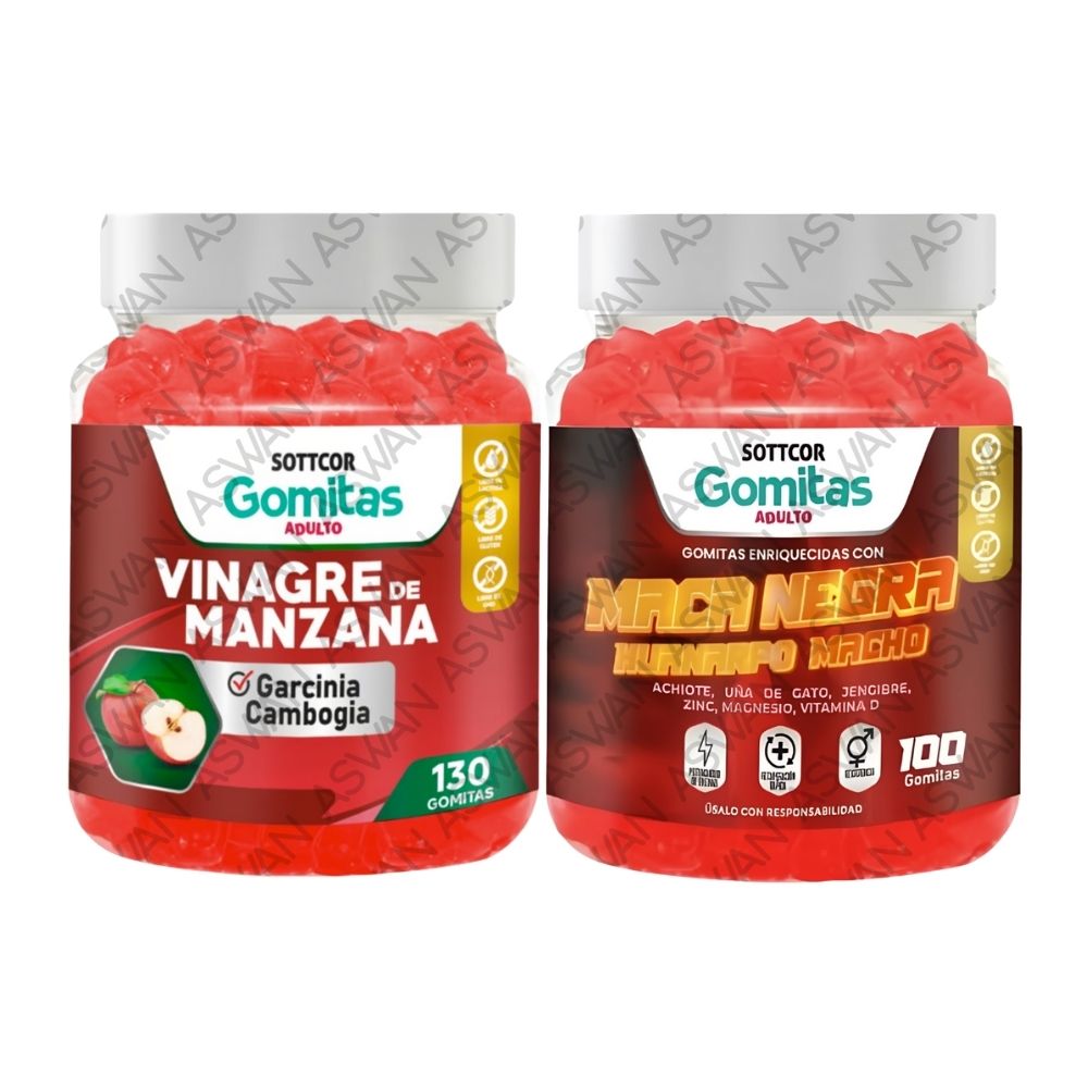 Pack Adulto Vinagre De Manzana & Maca Negra 130 Gomitas - Sottcor