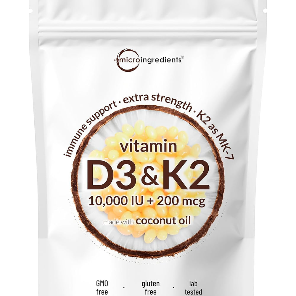 Microingredients Vitamina D3+k2 10000iu 200mcg 300 Softgels