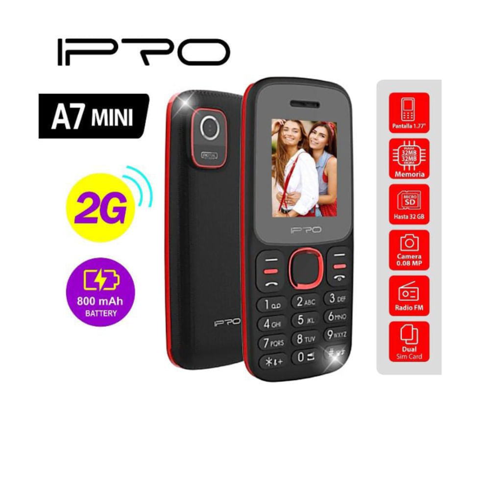 Celular Ipro A7 MINI 2G Beteria 800mAh,Radio FM Inalambrico
