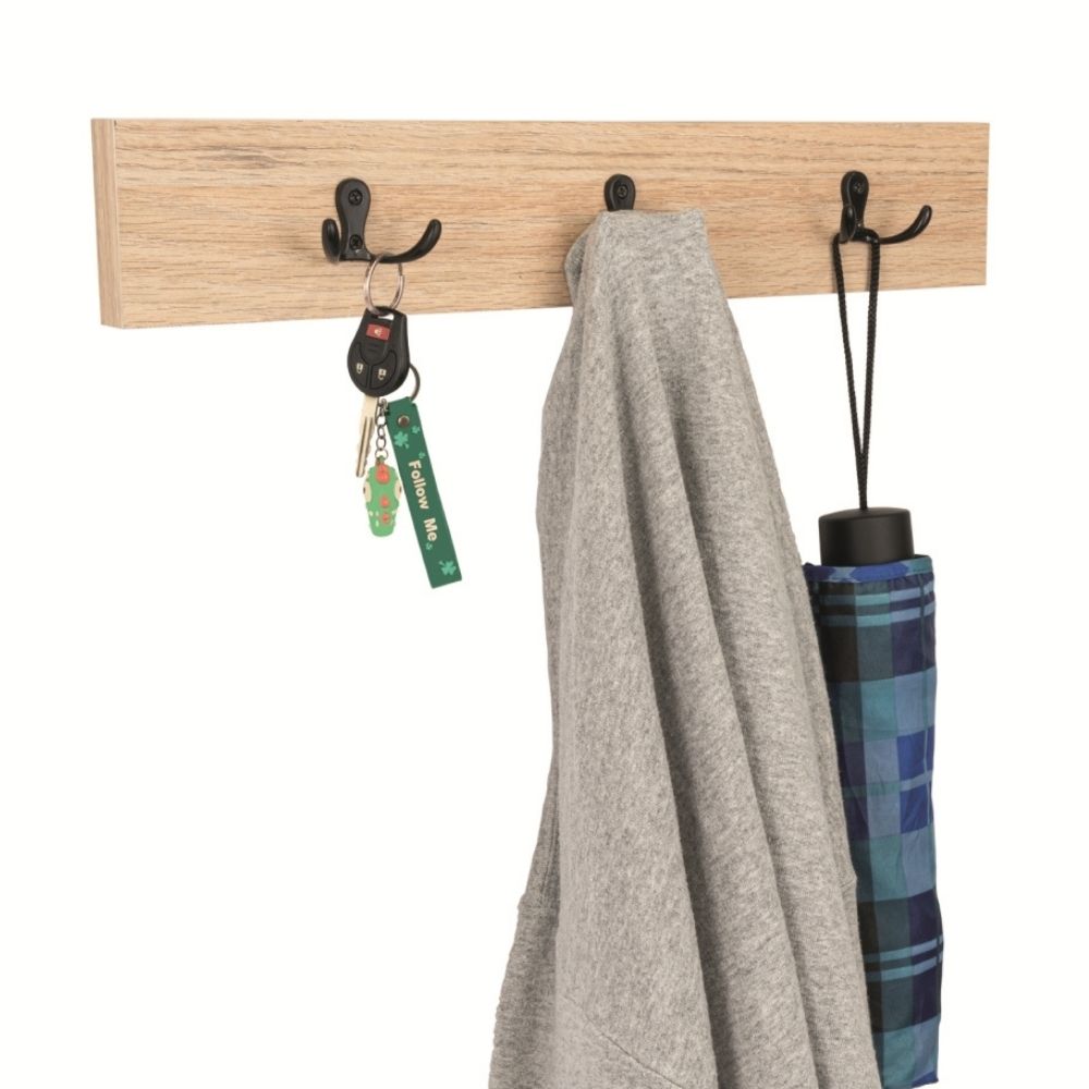 Perchero Melamina Tuhome Modelo SÓCRATES Blanco con 3 Ganchos Dobles