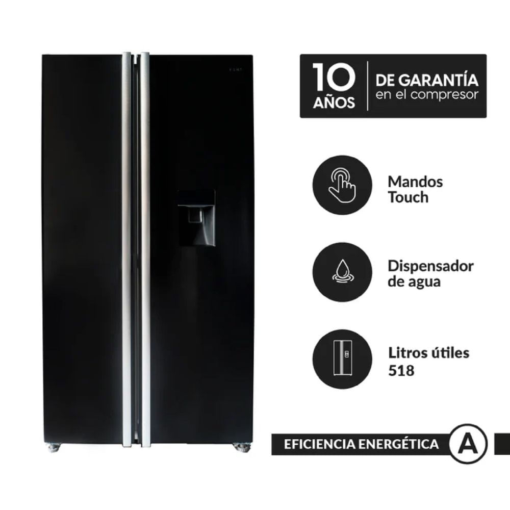 Refrigeradora FDV Deluxe Prestige Black 514L Syde by Syde con Dispensador