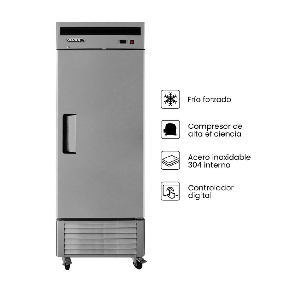 Refrigeradora Ventus Una Puerta Acero Inoxidable 610L