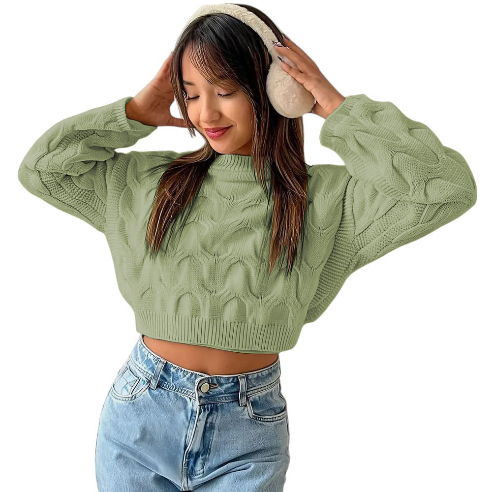 Chompa Mujer Hilo Clasico 359G-23 Color Olivo Talla S Chompa Mujer Hilo Clasico 359G-23 Color Olivo Talla S