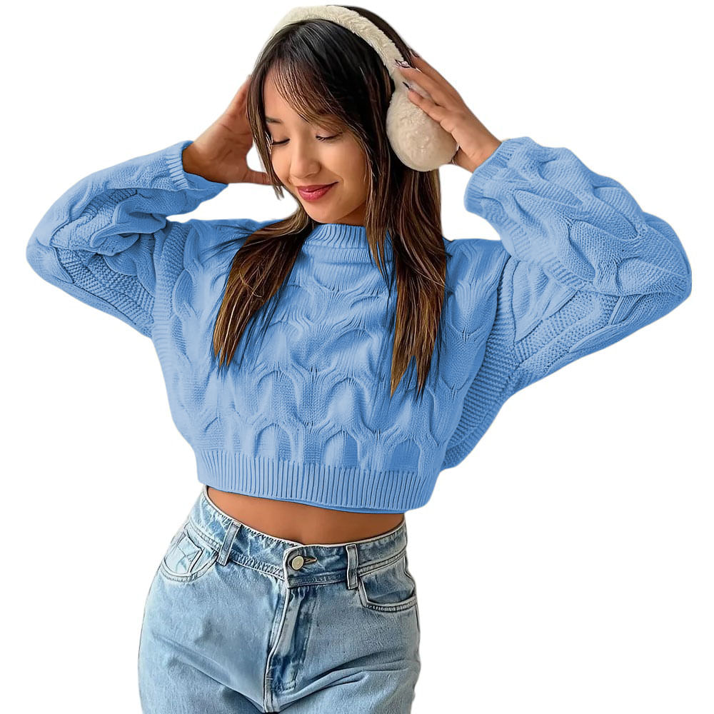 Chompa Mujer Hilo Clasico 359G-23 Color Celeste Talla M Chompa Mujer Hilo Clasico 359G-23 Color Celeste Talla M