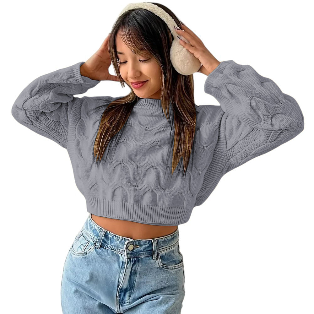 Chompa Mujer Hilo Clasico 359G-23 Color Gris Talla M Chompa Mujer Hilo Clasico 359G-23 Color Gris Talla M