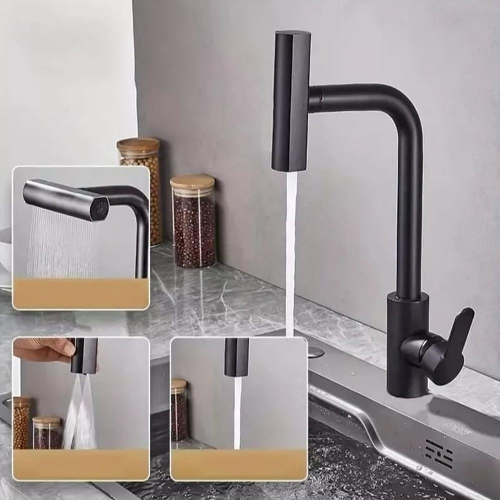 Grifo de Cocina de Acero 4 en 1 Rotación 360° Negro Mate Grifo de Cocina de Acero 4 en 1 Rotación 360° Negro Mate