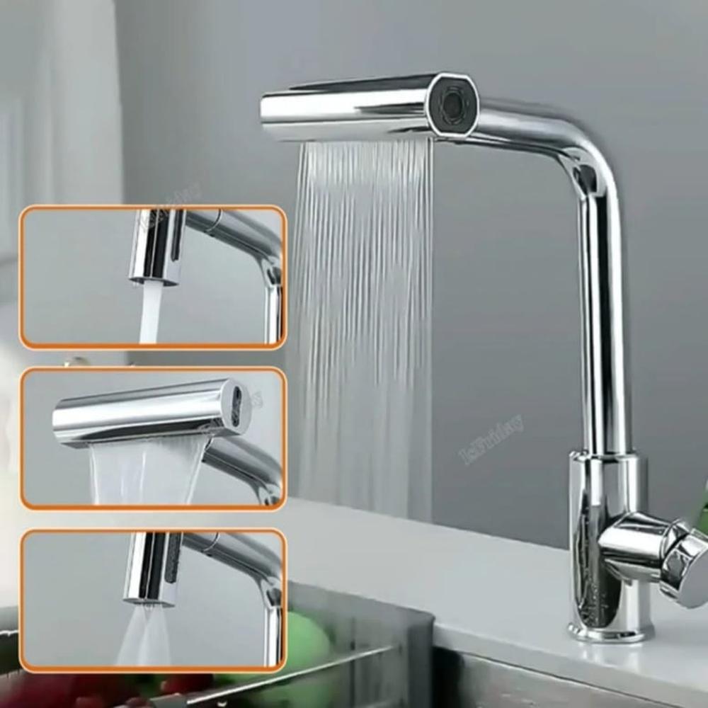 Grifo Cocina al mueble 4 en 1 Rotación 360 Acero Cromado Brillante