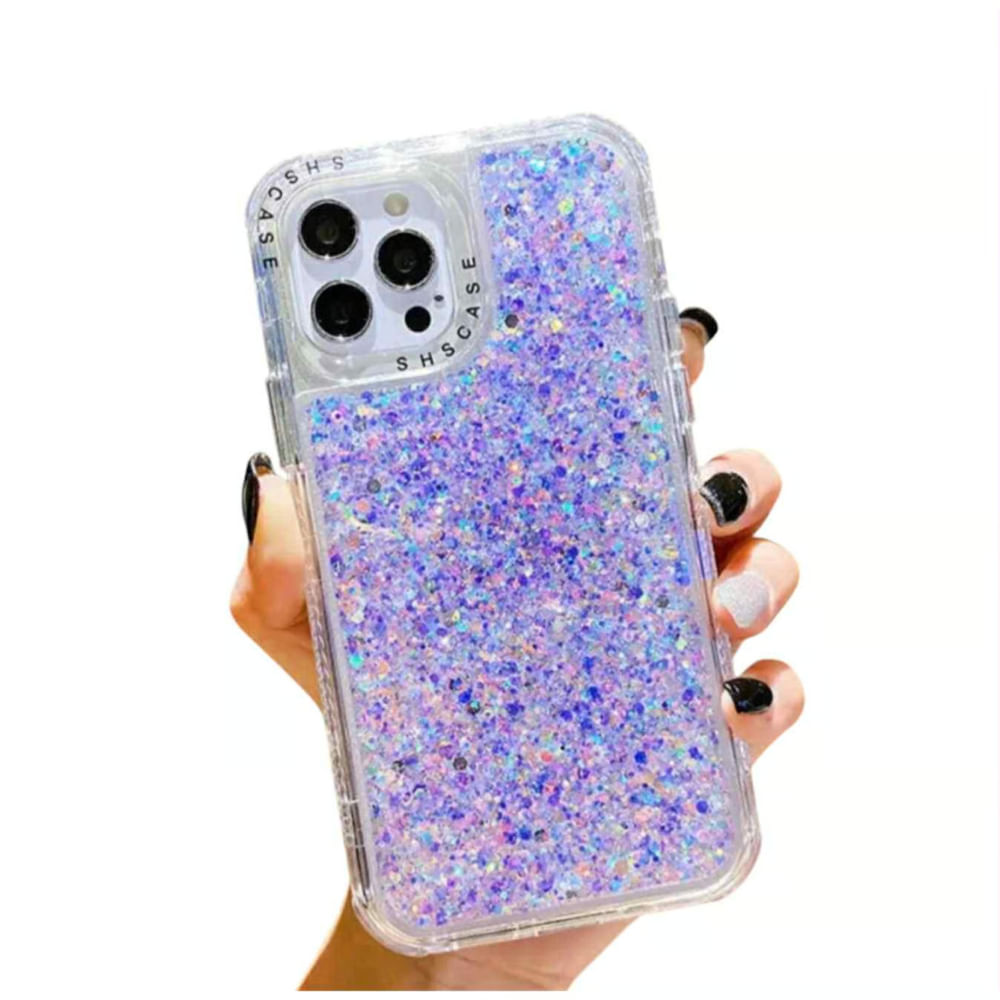 Funda Protector Case 360 con Glitter Para IPHONE 16 PRO MAX - Morado
