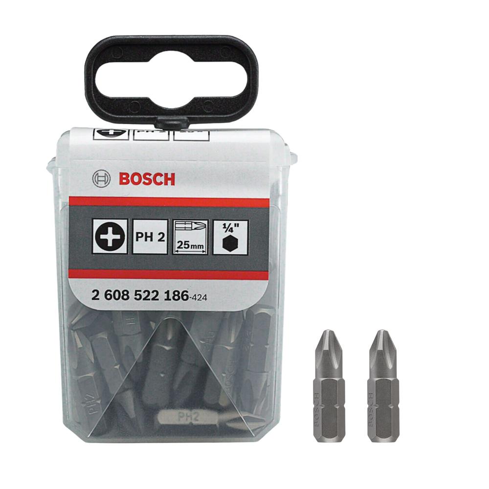 Puntas para Atornillar alta calidad PH2 x25mm / 25 Piezas Bosch 1/4"