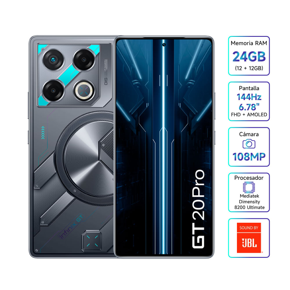 Infinix GT 20 Pro 5G Azul 256GB 12GB Ram, Pantalla Amoled 6.78” pulgadas, FHD+ 108MP Cámara, 144Hz