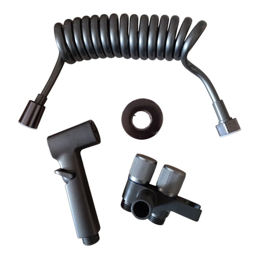 Combo Set Ducha Bidé Premium Gris Plomo en Acero SUS 304