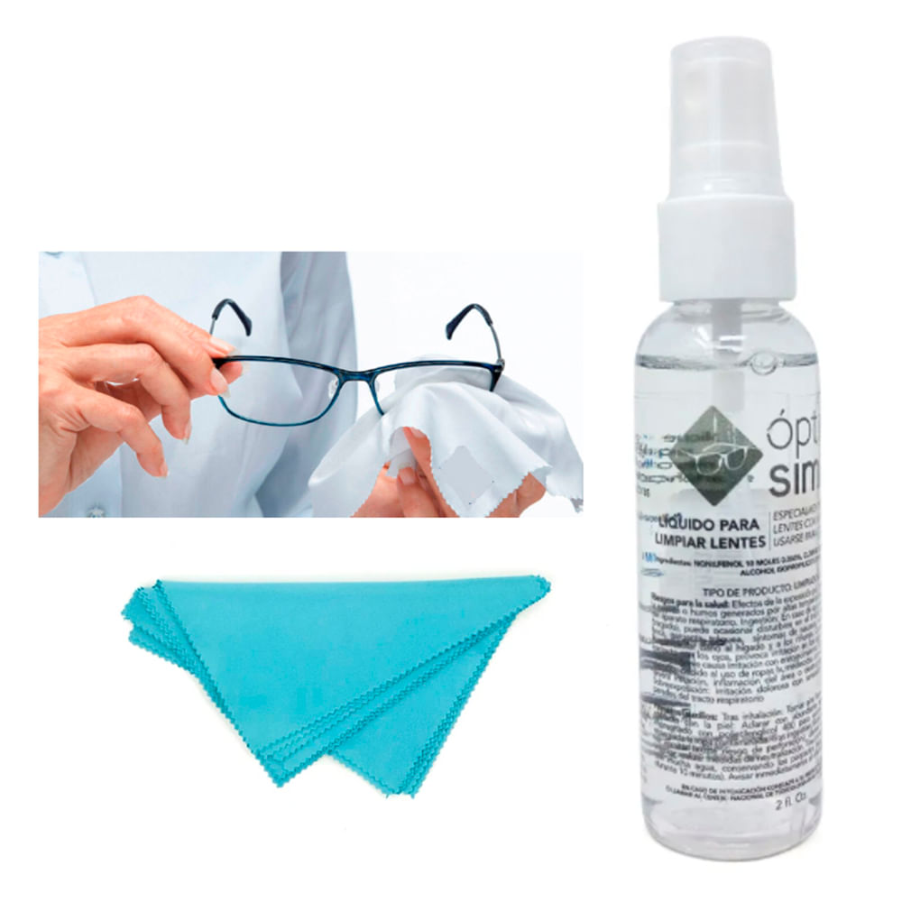 Kit Liquido Limpiador de Lentes 35 ML Spray + Paño Limpieza