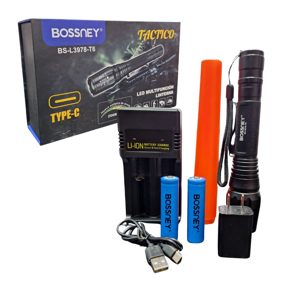 Linterna Tactica de Mano Bossney BS-3978-T6 Linterna Tactica de Mano Bossney BS-3978-T6