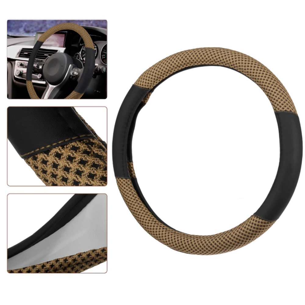 Funda Timón Auto Universal forro protector Malla antideslizante marron