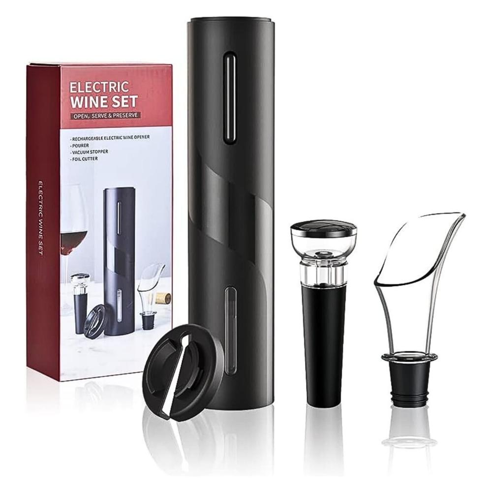 Saca Corcho de Vino Eléctrico más Aireador y Tapón de Vacío