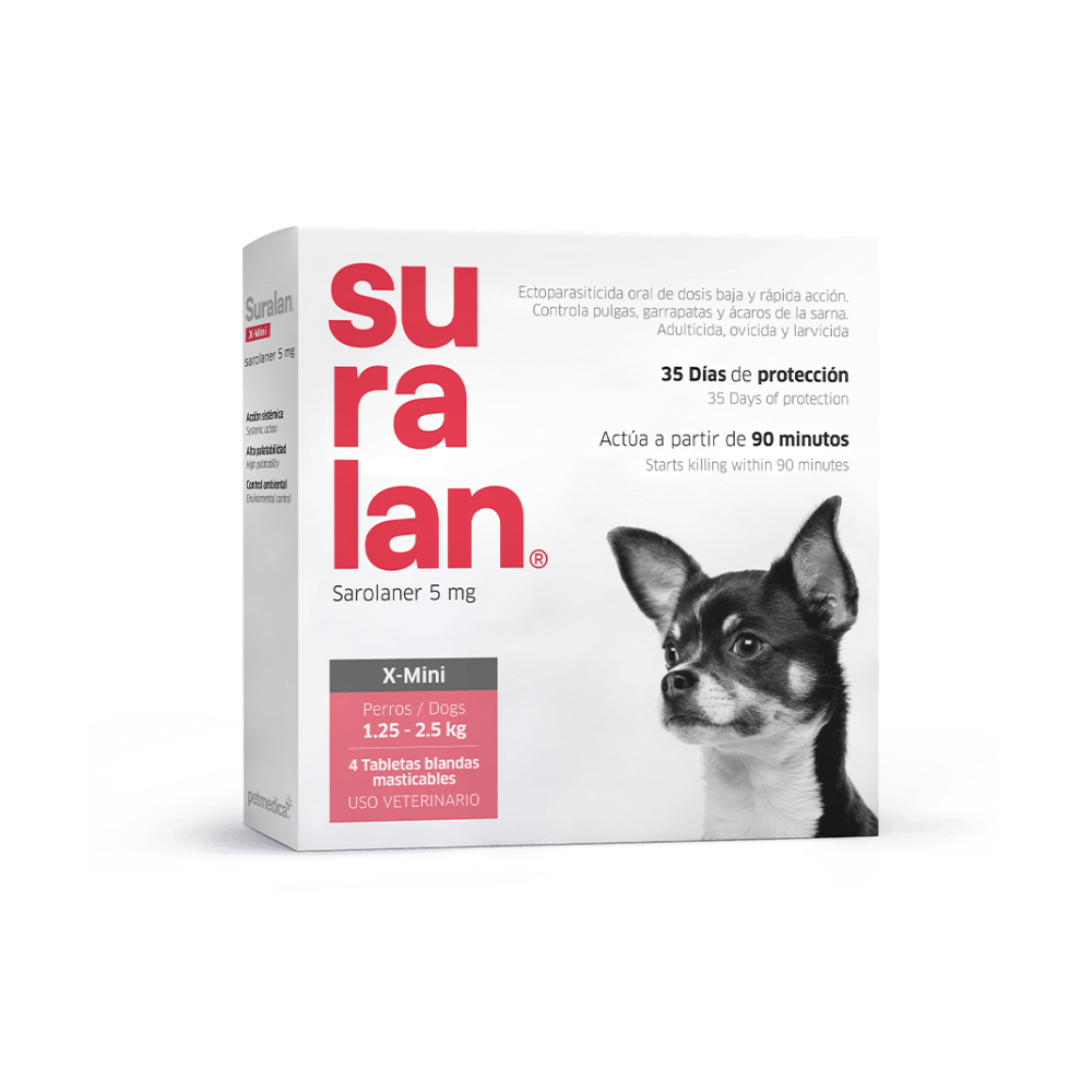 Antipulgas para perros Suralan X Mini 1.5 a 2.5 Kg x 4 Tab