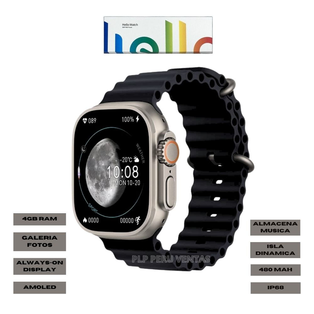 Smartwatch Hello 3 Ultra 2da Generacion Serie 10 GamaAlta Negro