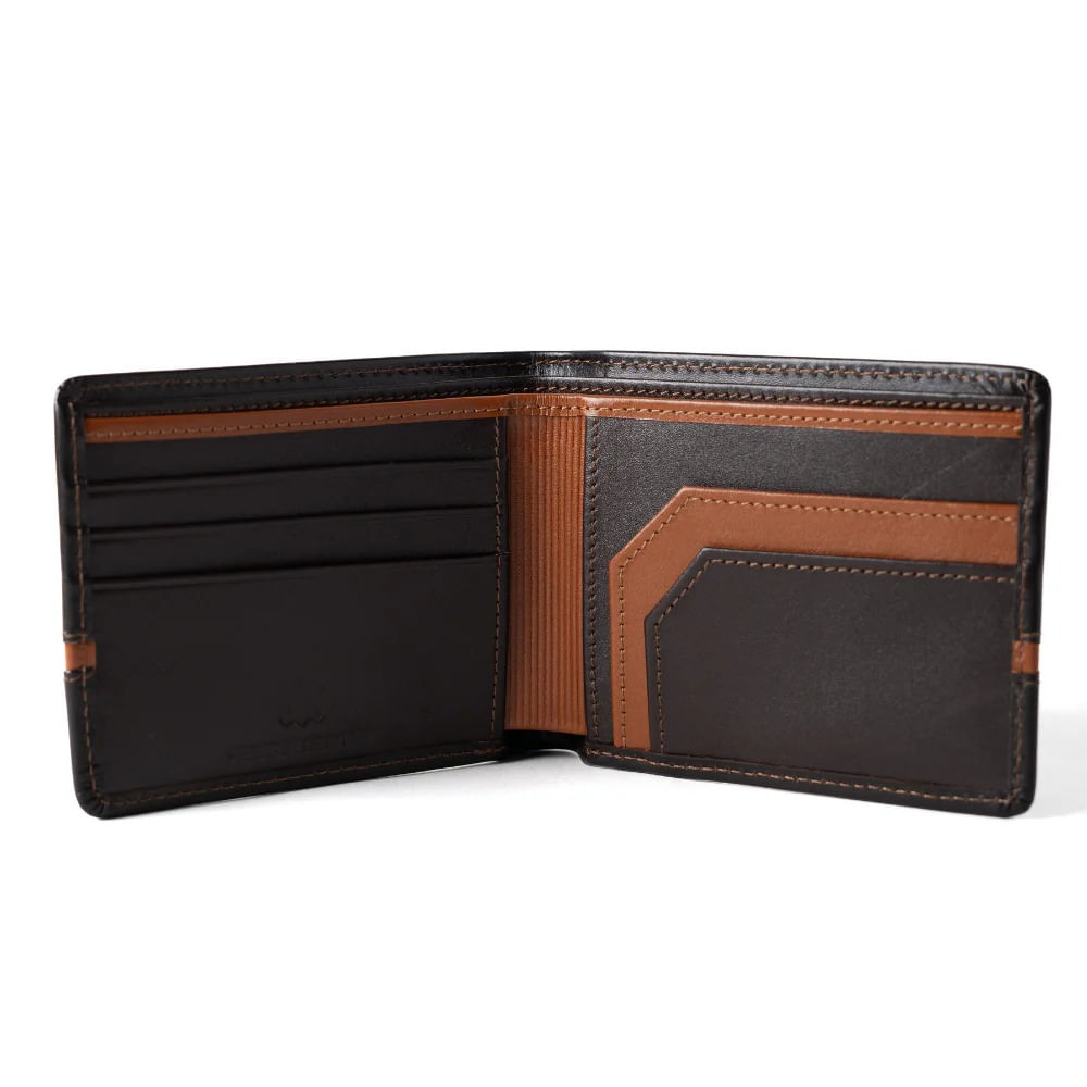 Billetera De Cuero Vacuno Classic AR15 Café Con Camel