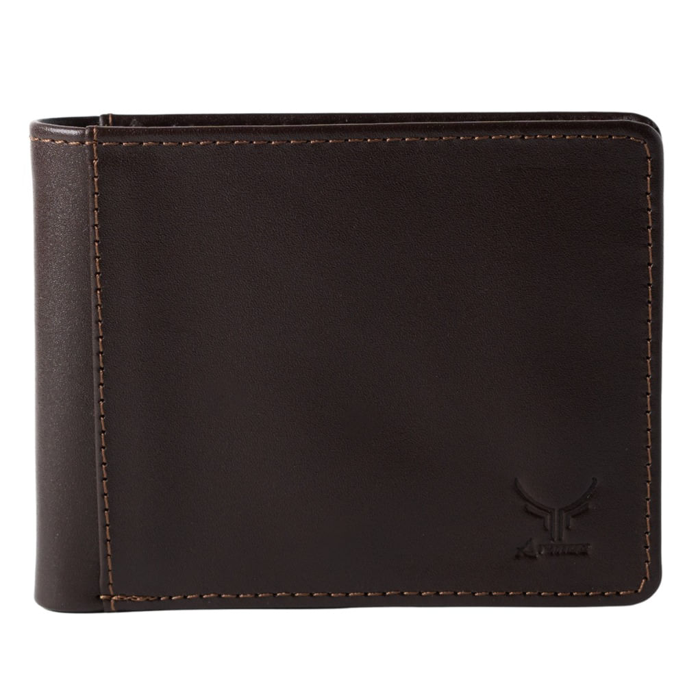 Billetera De Cuero Vacuno Classic AR17 Café Con Camel Billetera De Cuero Vacuno Classic AR17 Café Con Camel