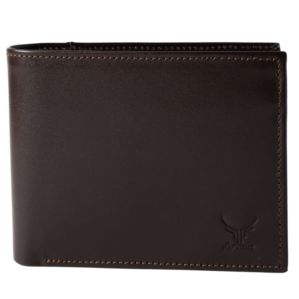 Billetera De Cuero Vacuno Classic AR18 Café Con Camel