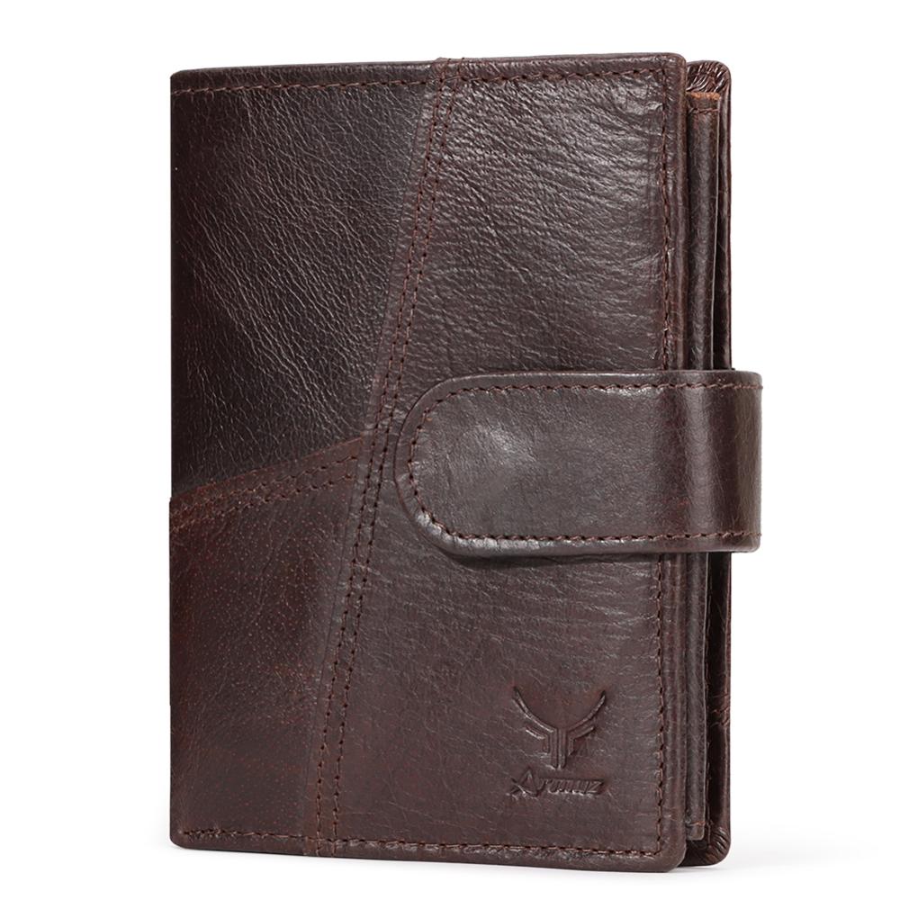 Billetera De Cuero Vacuno De Tres Cuerpos KA061 Café