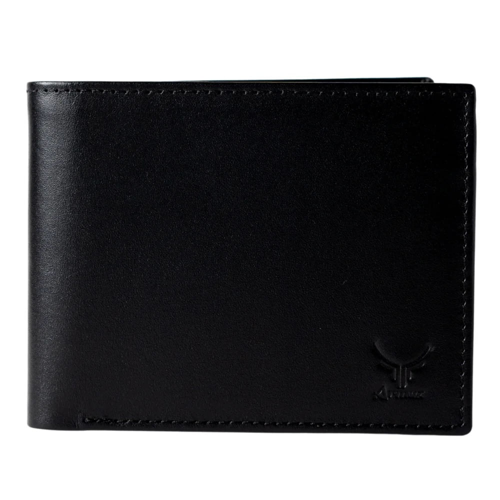 Billetera De Cuero Vacuno Classic AR18 Negro Con Camel