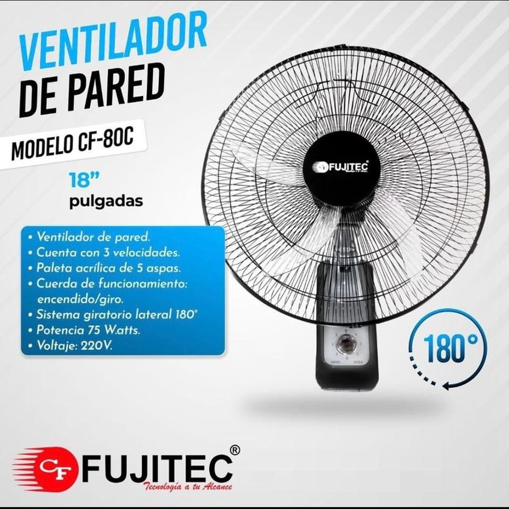 Ventilador De Pared Fujitec 18""  75 Watts cf-80 Negro