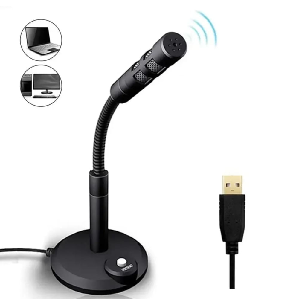 Microfono para PC Laptop Cable USB Flexible Mute