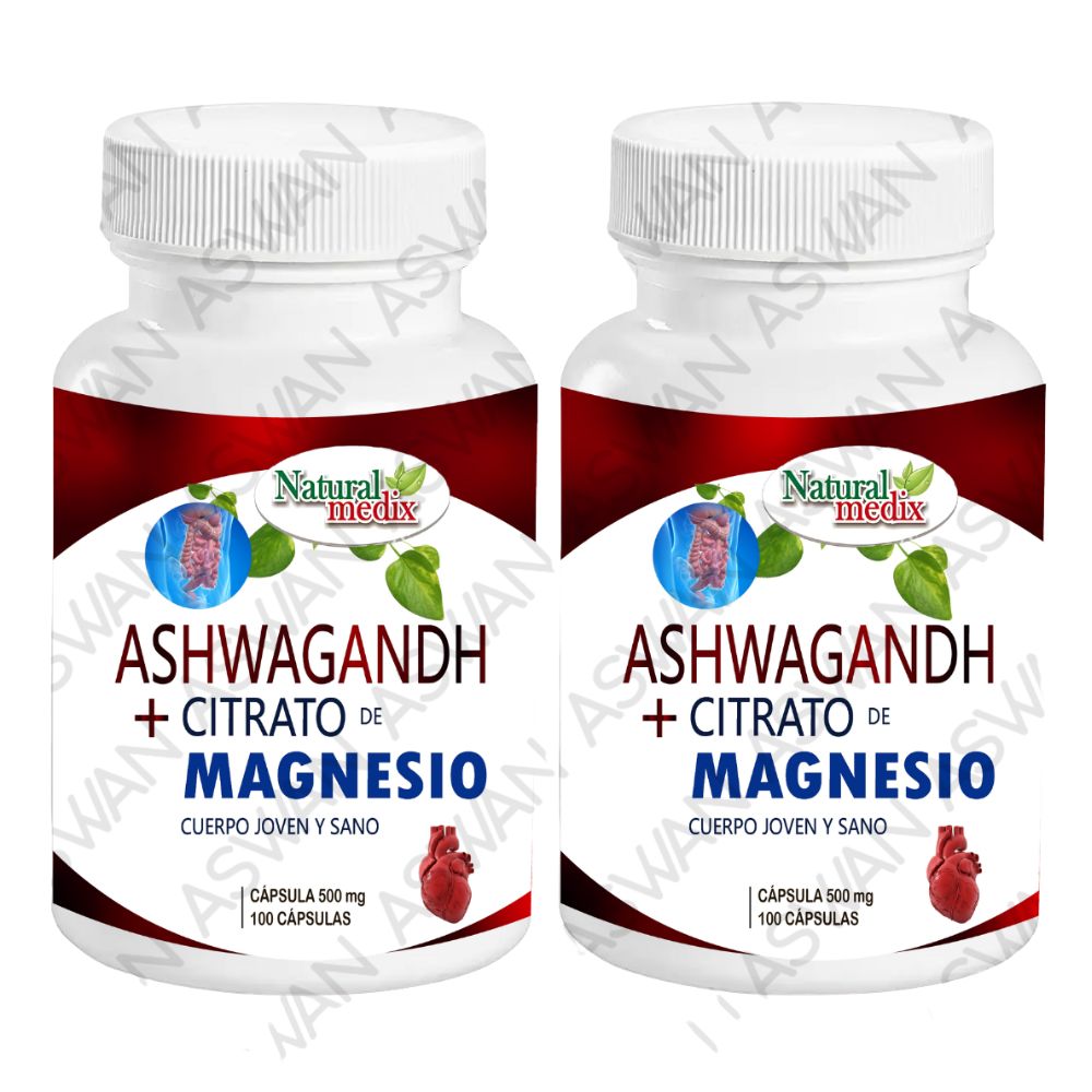 Pack De 2 Ashwagandh + Citrato De Magnesio 100 Capsulas - Natural Medix