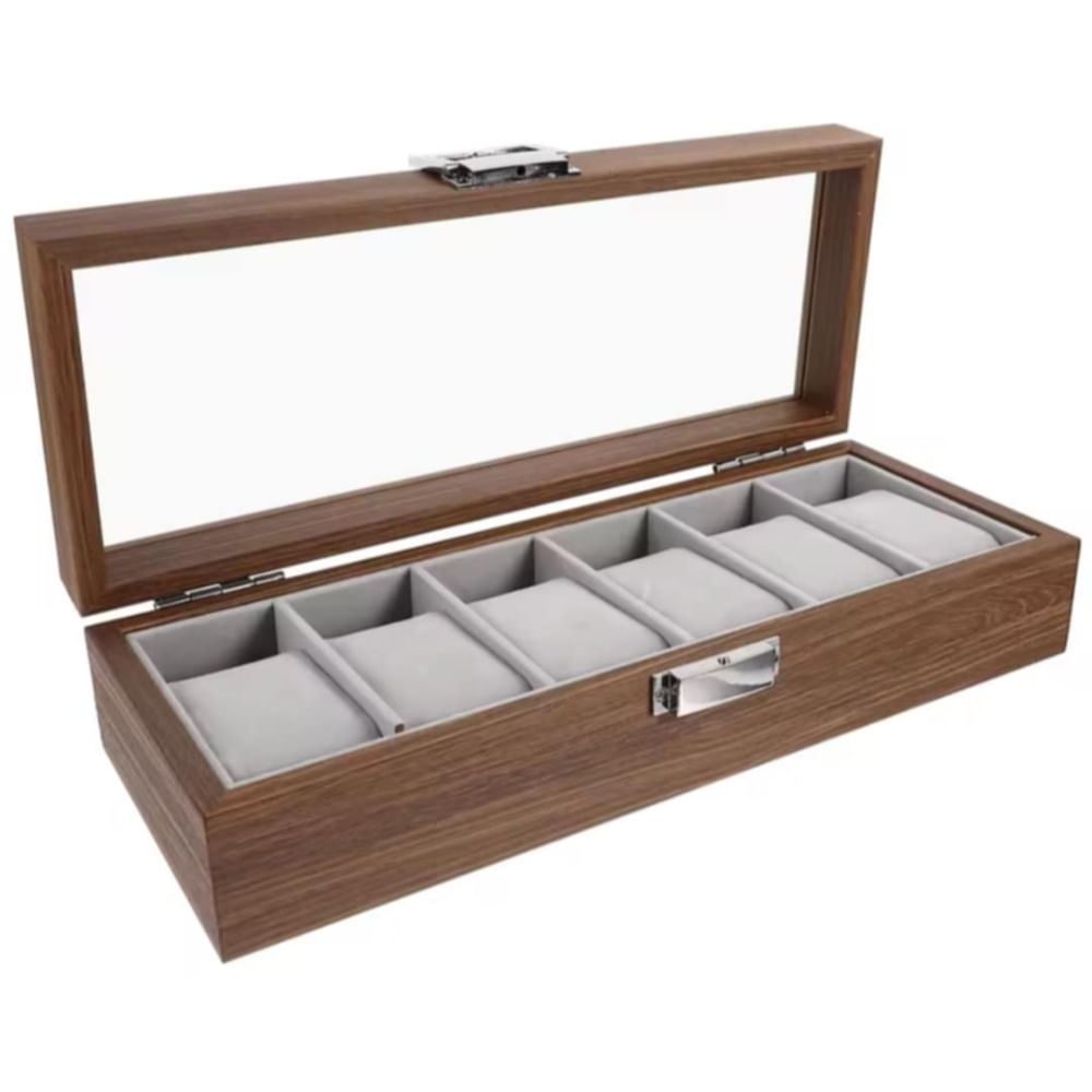 Caja de 6 Relojes Organizador Elegante de Reloj de Madera