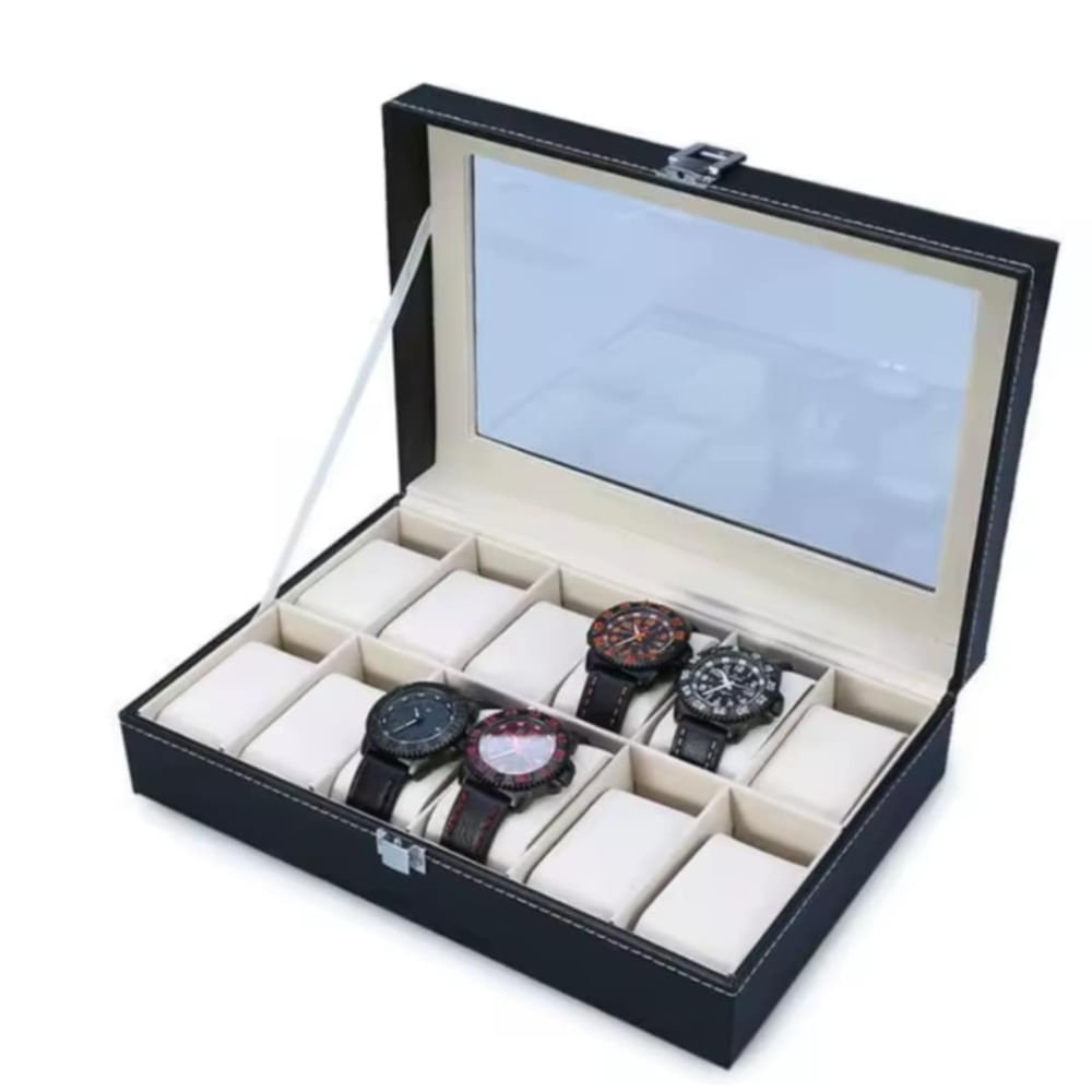 Caja de Relojes x12 Unidades Organizador de Reloj Joyero de Cuero