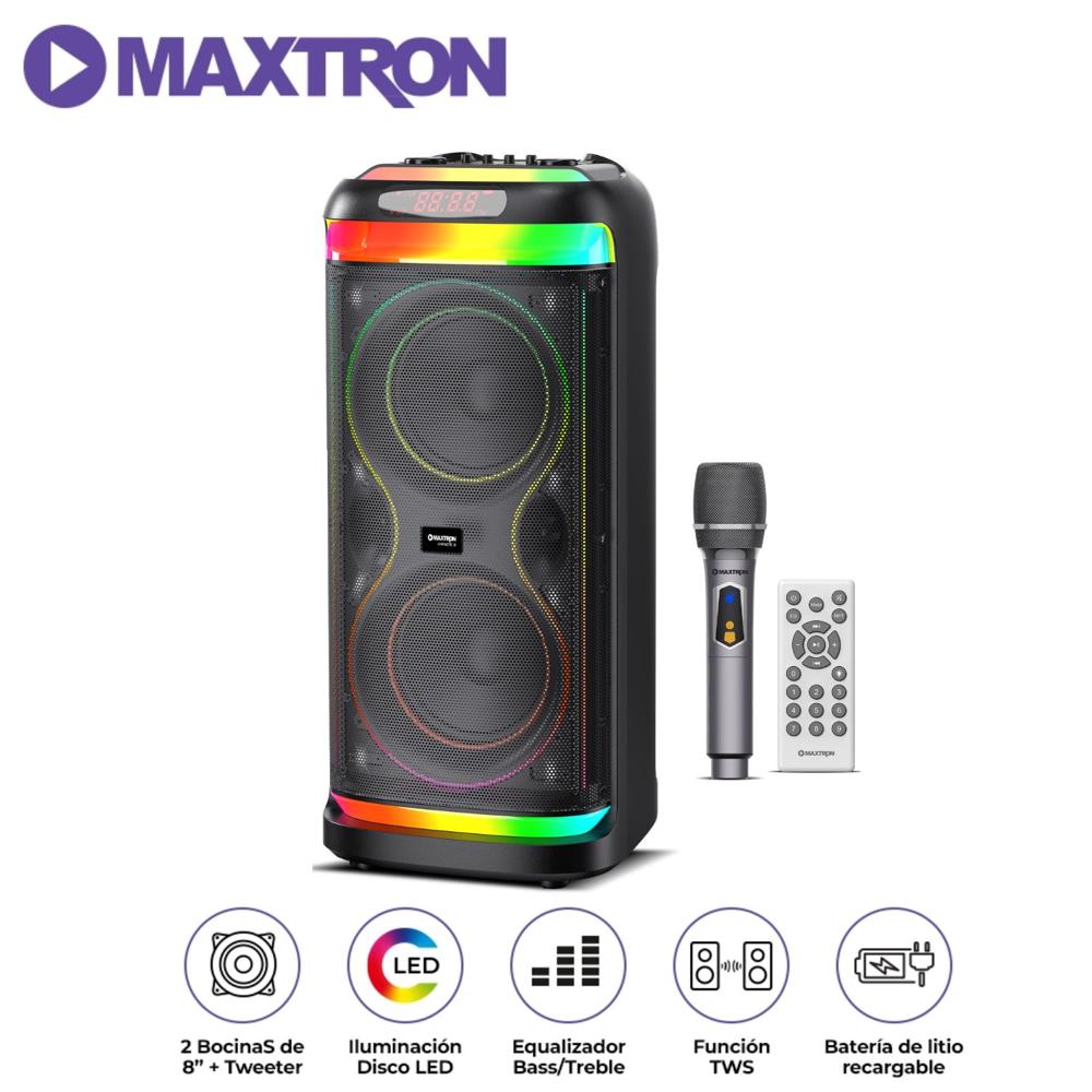 Altavoz Maxtron Hypnotic MX 808 USB BT TWS LED RGB Micrófono